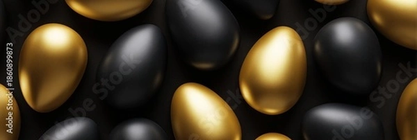 Obraz  Luxury Black and Gold Easter Egg Shapes