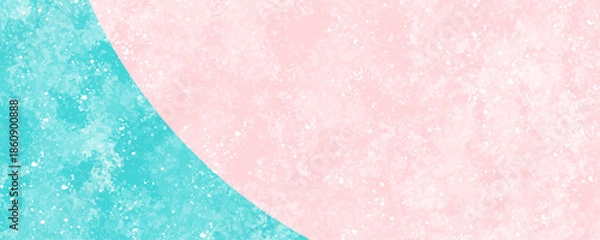 Obraz ピンクと青緑のツートンカラー和風背景デザイン　和紙風のテクスチャーベクターイラスト