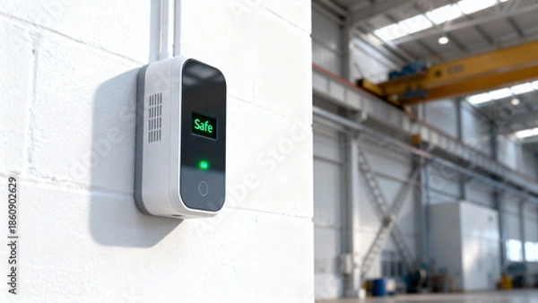 Obraz Monitoring Device Displaying Safe Status in Industrial Setting with Bright Background