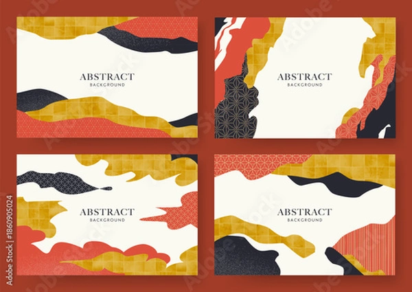 Obraz 和柄と抽象的な形の背景コレクション