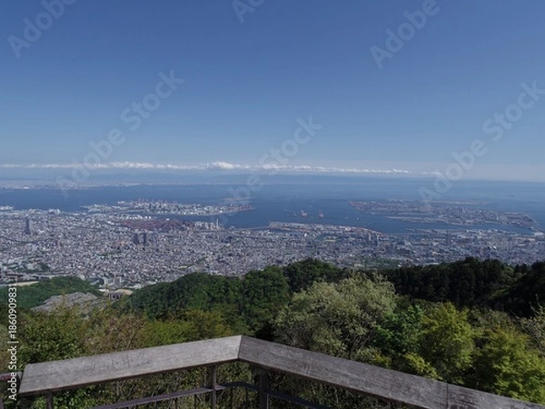 Obraz 六甲山から見た神戸市の眺望と港