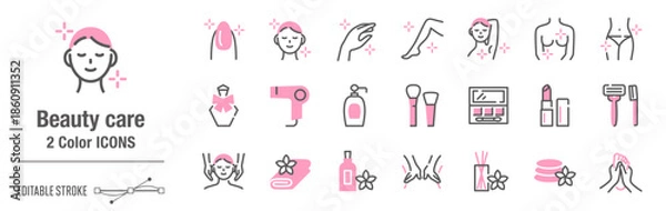 Obraz 抜け感のあるカジュアルな２色・アイコンセット｜キラキラおしゃれな美容、エステ [線の編集可能]