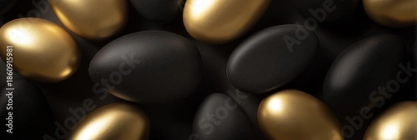 Obraz  Luxury Black and Gold Easter Egg Shapes