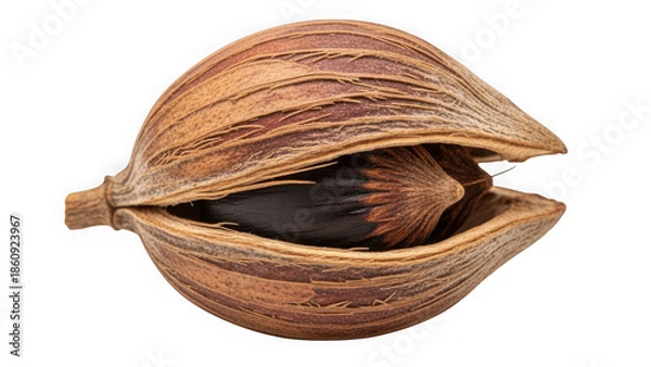 Obraz opened seed pod with black seed inside