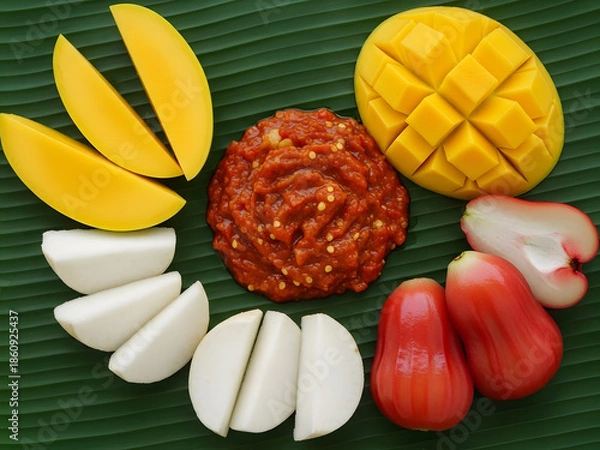 Obraz Fresh Fruit with Peanut Sauce