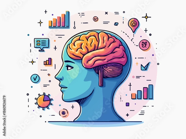 Obraz Optimistic Cognitive Machine Learning Doodle Predicting Future Outcomes