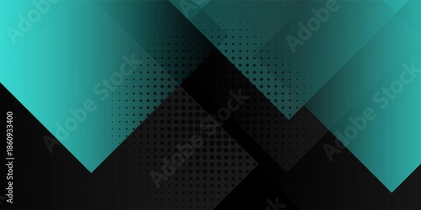 Obraz Modern dark green abstract background featuring overlapping rounded rectangles with gradient