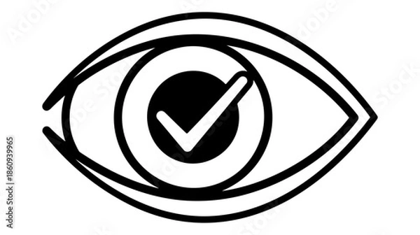 Obraz Eye with check mark icon representing vision and validation