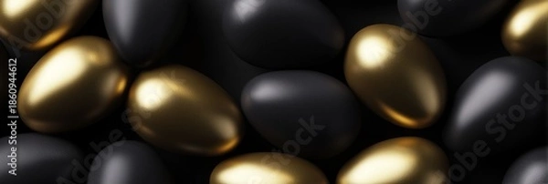 Obraz  Luxury Black and Gold Easter Egg Shapes