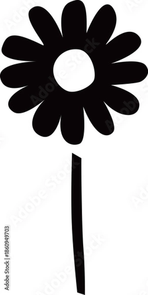 Obraz 満開のデイジーの花ベクターイラスト　カモミールやハーブ系のシンプルな花のイメージ　透明背景