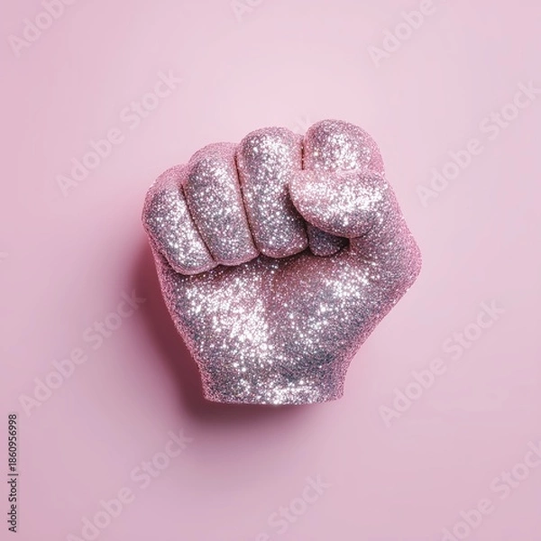 Obraz Glittering Pink Fist on Pastel Background