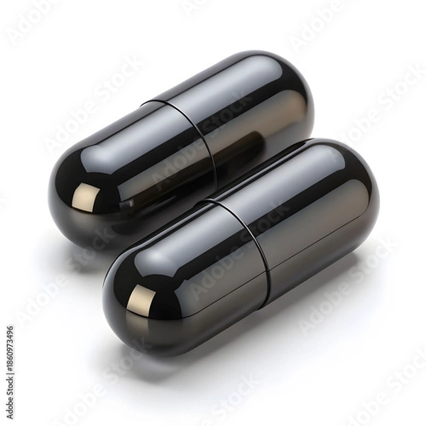 Obraz two glossy black capsules