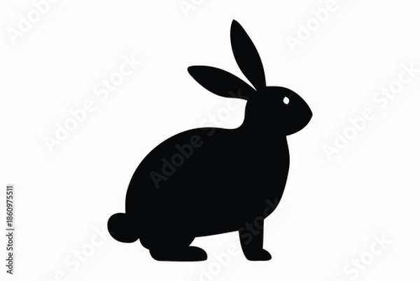 Obraz Easter bunny silhouette vector, Rabbit silhouette vector, jumping rabbit, isolated on white background