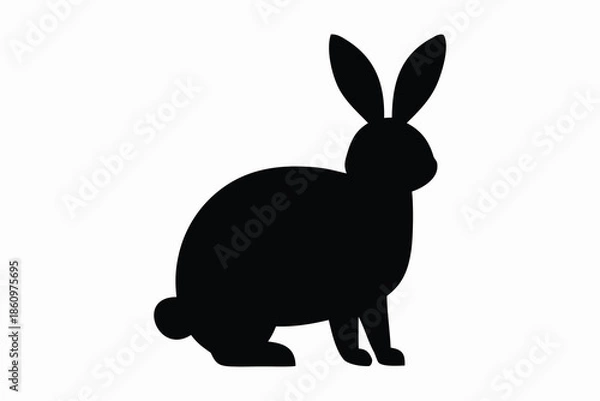 Obraz Easter bunny silhouette vector, Rabbit silhouette vector, jumping rabbit, isolated on white background