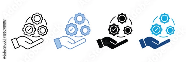 Fototapeta Process Icon Set Multiple Style Collection
