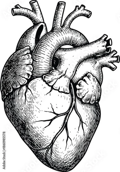 Obraz Human Heart Anatomy Drawing
