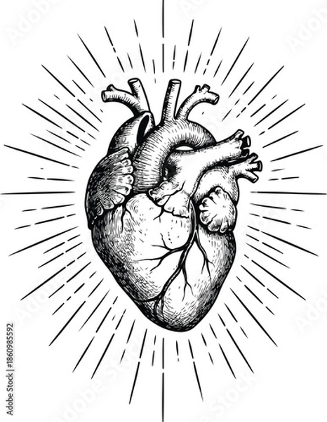 Obraz Human Heart Anatomy Drawing