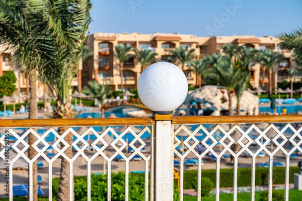 Obraz white round lights on blurred sky background with white cloud