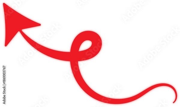 Fototapeta Hand drawn red curly arrow