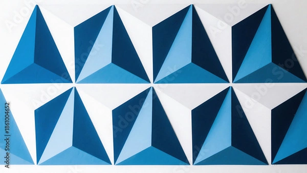 Obraz Geometric blue and white abstract wall with repeating triangular patterns triangles