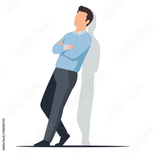 Fototapeta Man Leaning Against Wall Confident Pose.