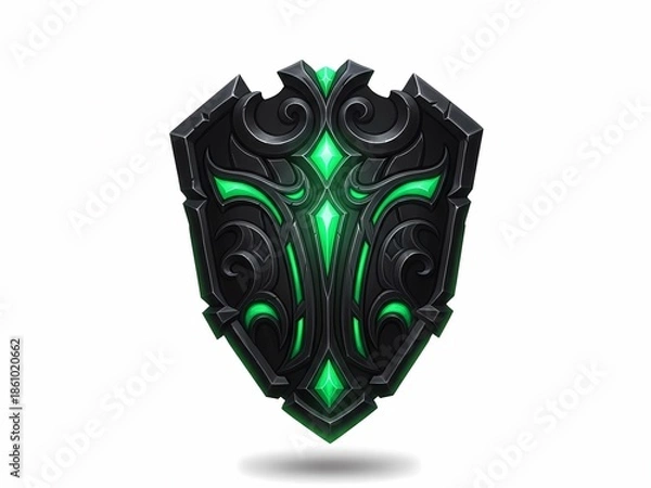 Obraz 黒い盾のイラスト, 白背景に孤立したイメージ