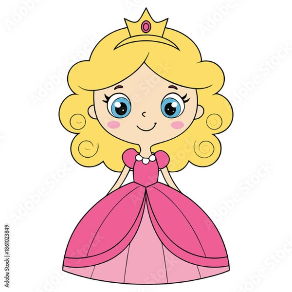 Obraz Cute Princess Cartoon Vector Illustration