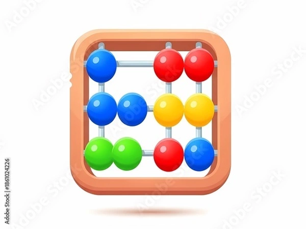 Obraz そろばん カラフル 白背景 子供 教育 学習 算数