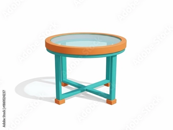 Obraz 丸テーブル 白背景 3Dオブジェクト 静物