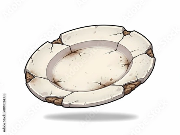 Obraz 割れた皿　白い石の皿　イラスト素材