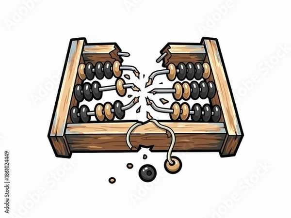 Obraz 壊れた算盤 イラスト 背景白 問題 失敗