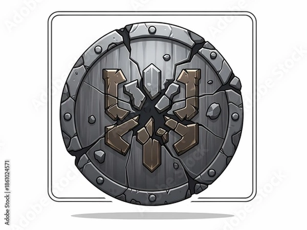 Obraz 盾 破損した金属製 エンブレム イラスト