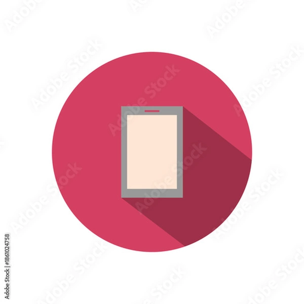 Obraz Modern smartphone on red circle background with shadow