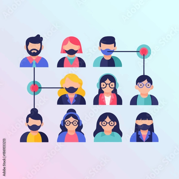 Obraz Remote Team Communication and Connection Network