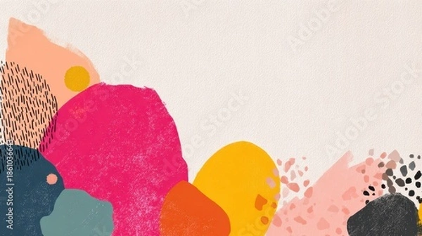 Obraz Colorful Abstract Shapes on Plain Background