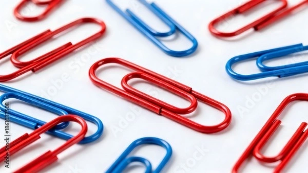 Obraz RedBluePaperClipsOnWhite