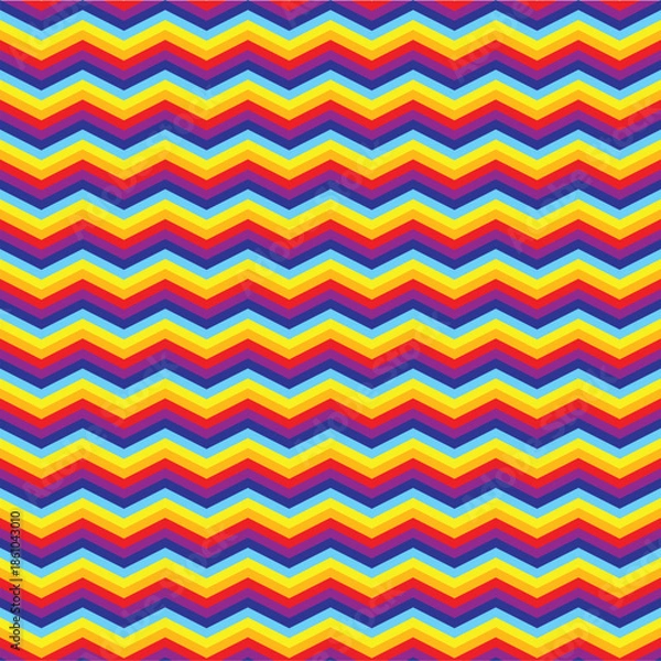 Fototapeta Chevron background, design seamless pattern rainbow. Vector