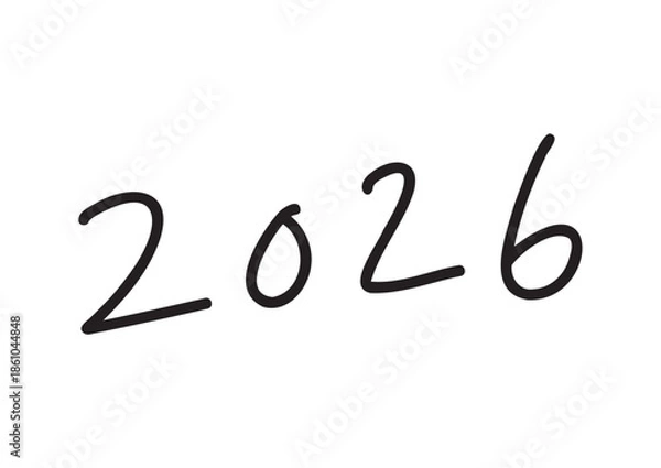 Fototapeta 走り書きの2026の手書きペン風文字素材