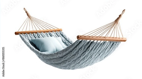 Obraz Cozy blue hammock with pillows, perfect for relaxation and leisure