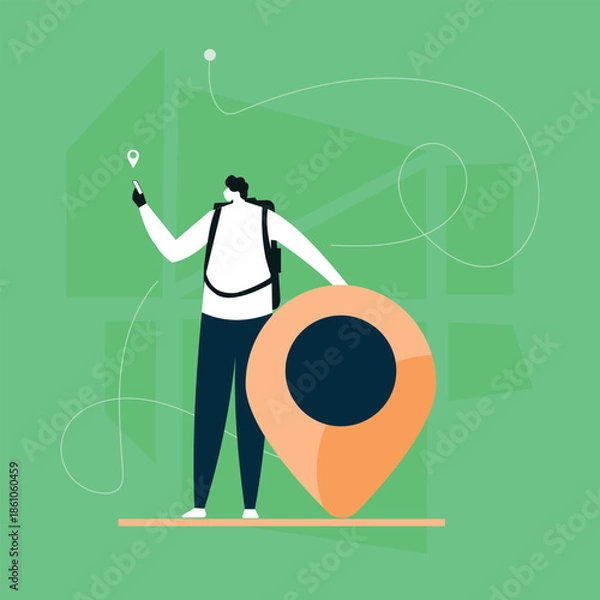 Obraz Modern Digital Traveler Using GPS Navigation to Explore Cities with Smart Mapping