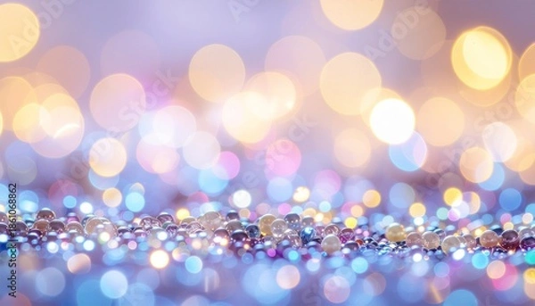 Fototapeta パステルカラーのカラフルなビーズ、ガラス玉の背景画像　きれいでかわいいグラフィックス素材　明るいスタジオ照明の反射光