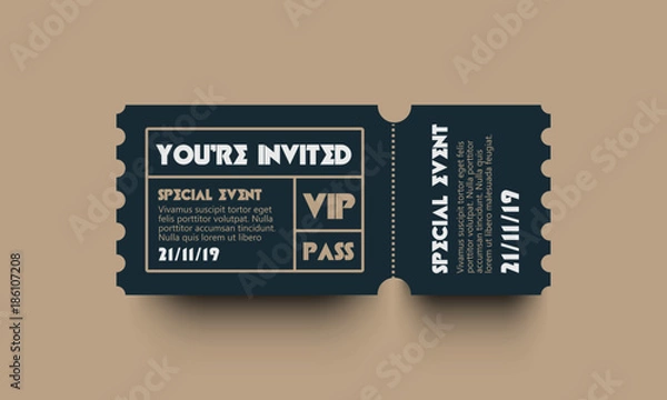 Fototapeta You Are Invited VIP Pass Party Entry Ticket Design