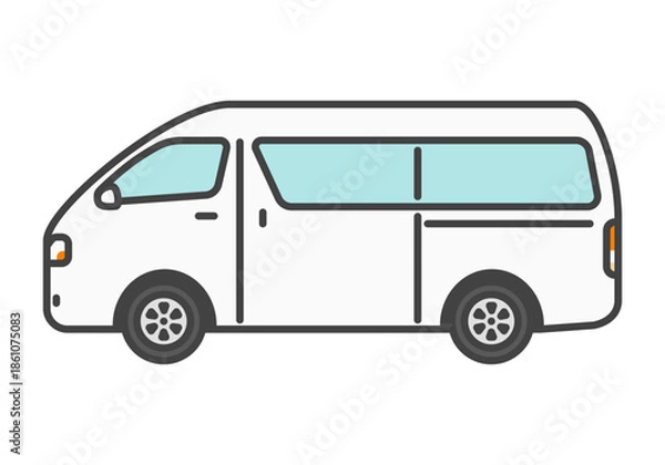 Obraz ハイルーフバン・ワゴン　シンプル　かわいい　商用車イラスト