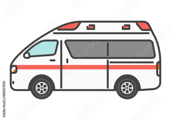 Obraz 日本の救急車　シンプル　かわいいイラスト
