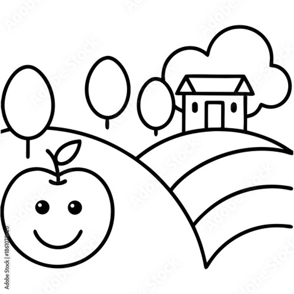 Obraz apple tree and house