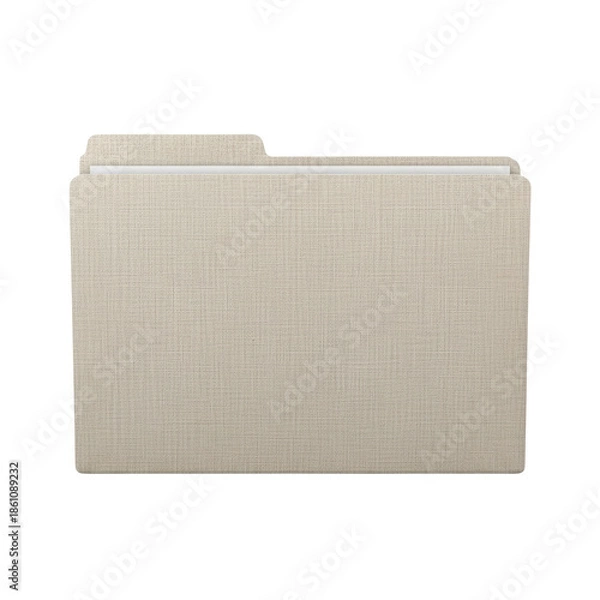 Fototapeta Beige textured file folder with white document paper