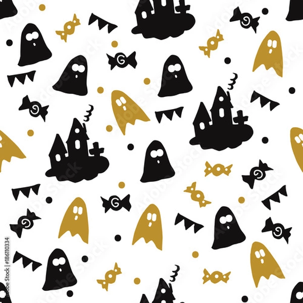 Fototapeta Seamless pattern with Halloween Design. Vector illustration.