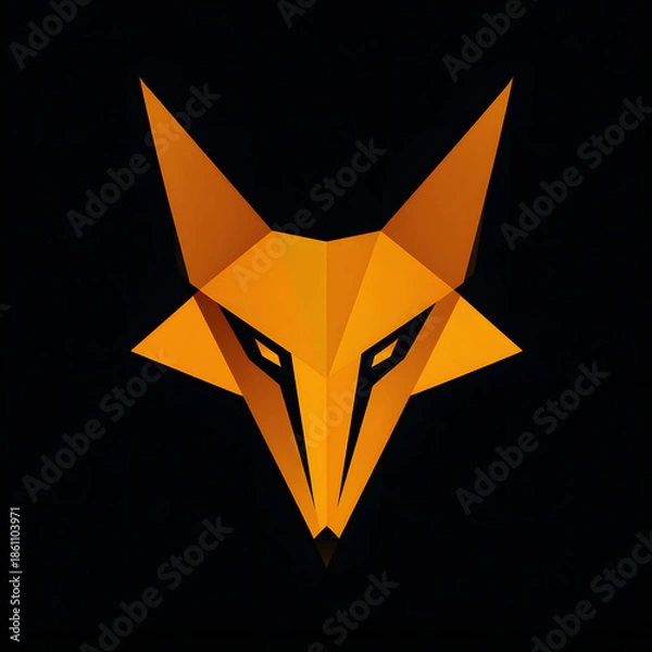 Obraz Flat logo of a minimalist fox head with sharp angular lines
