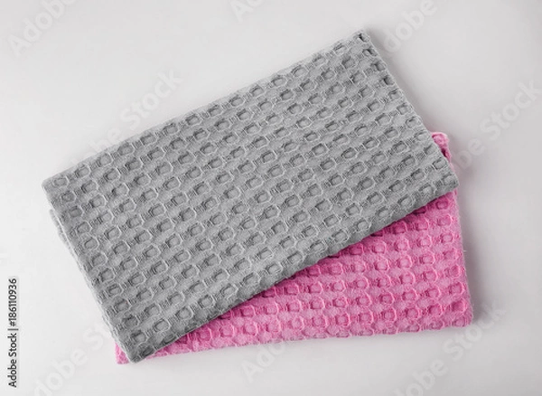 Obraz Clean kitchen towels on white background