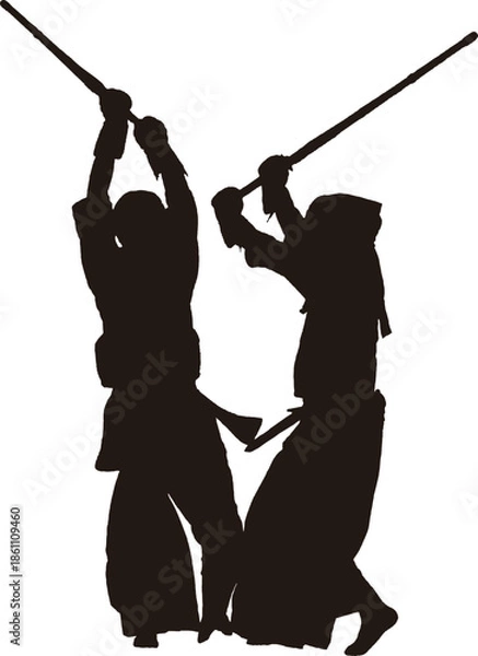 Obraz 日本の武道である剣道のシルエット